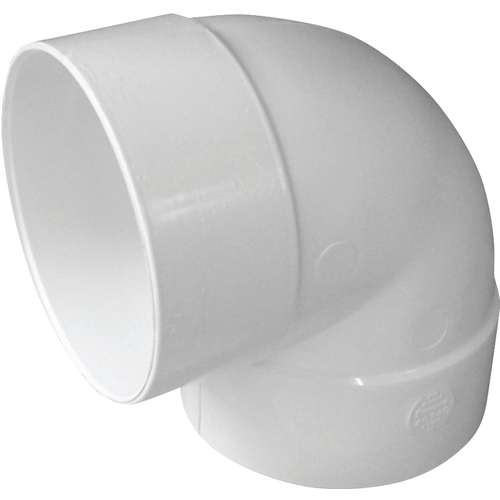 Short Turn Pipe Elbow, 6 in, Hub, 90 deg Angle, PVC, White