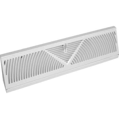 Baseboard Diffuser, 24 in L, 2-3/4 in W, 360 deg Air Deflection, Steel, White