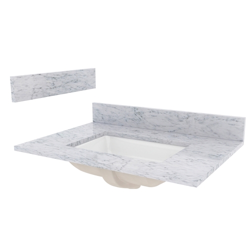 Foremost ST31228CWR Vanity Top, 31 in OAW, Marble, 1-Bowl, Rectangular Bowl