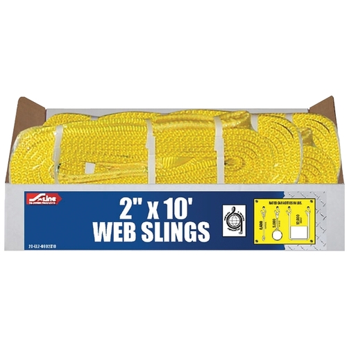 S-Line 20-EE2-9802X10 Lifting Sling, 2 in W, 10 ft L, 2-Ply, 6200 lb Vertical Hitch, Polyester, Gray