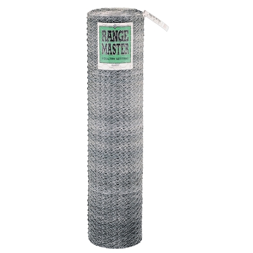 6003 Poultry Net, 150 ft L, 48 in W, 20 Gauge, Hexagonal Mesh, 2 in Mesh, Galvanized Steel