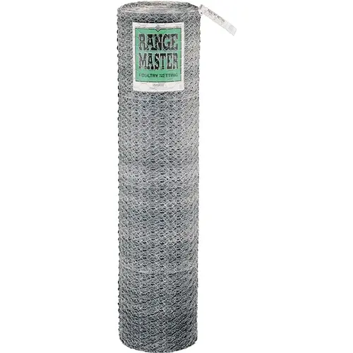 5931 Poultry Net, 50 ft L, 12 in W, 20 Gauge, Hexagonal Mesh, 1 in Mesh, Galvanized Steel