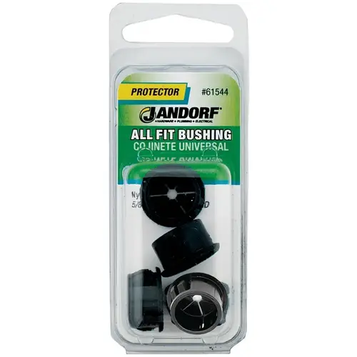 Conduit Bushing, 7/16 in Dia Cable, Nylon, Black, 5/8 in Dia Panel Hole