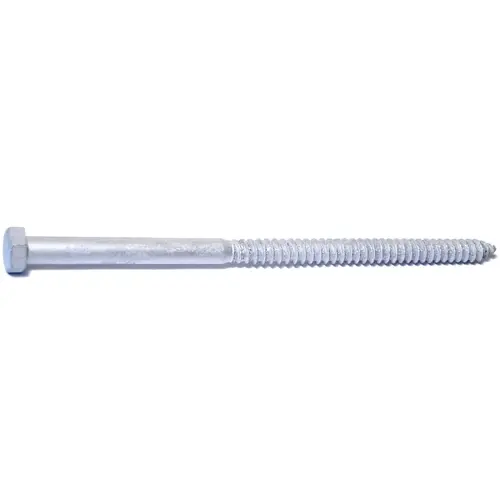 Lag Screw, 1/2-6 Thread, 10 in OAL, 2 Grade, Galvanized Steel, SAE Measuring - pack of 25