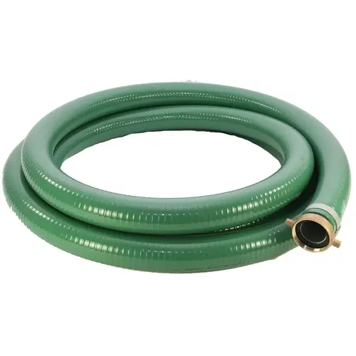 Water Suction Hose, 3 in ID, 20 ft L, Camlock Female x MNPT, PVC Green