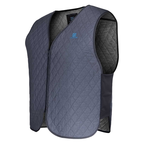 Hydrologic, Mobile Cooling Series Vest, L, Polyester, Gray, V-Neck Collar, Zipper Closure