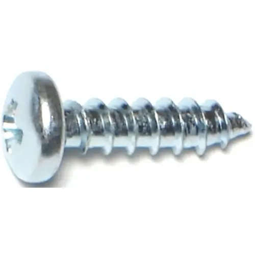 Screw, #10 Thread, Coarse Thread, Pan Head, Phillips Drive, Self-Tapping, Sharp Point, Steel Zinc - pack of 100