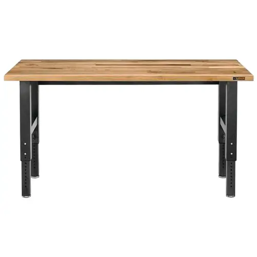 Workbench, 72 in OAW, 29 to 42 in OAH, 25 in OAD, 3000 lb Capacity, Granite/Hardwood Tabletop