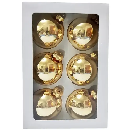 Christmas Ornament, Glass, Gold - pack of 24