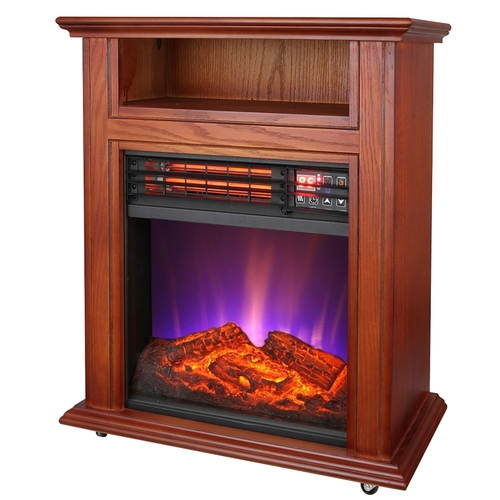 Electric Quartz Fireplace, 11 in OAW, 21-1/4 in OAD, 25 in OAH, 4600 Btu Heating, Walnut