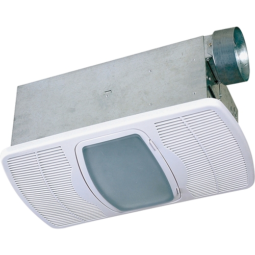 Exhaust Fan, 0.3 A, 120 V, 70 cfm Air, 5 Sone sones, 4 in Duct, White