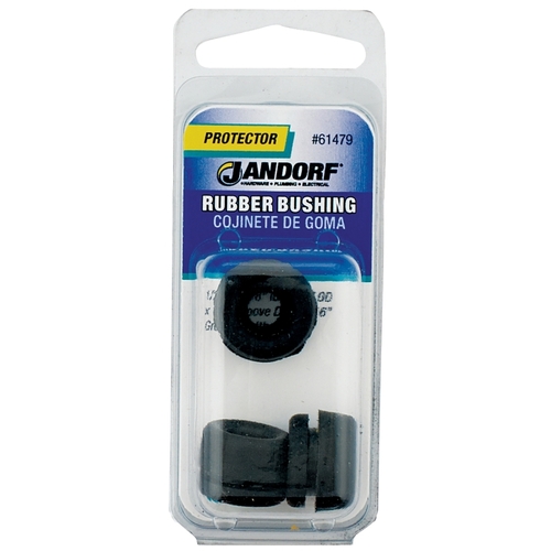 Jandorf 61479 Conduit Bushing, 3/8 in Dia Cable, Rubber, Black