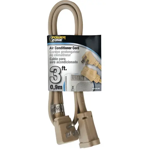 Extension Cord, SPT-3, Vinyl, Beige, For: Air conditioner and Appliances