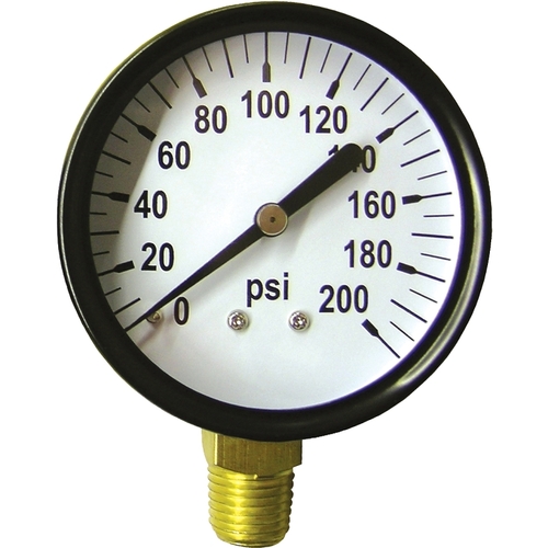 Standard Dry Pressure Gauge, 2 in Dial, 200 psi