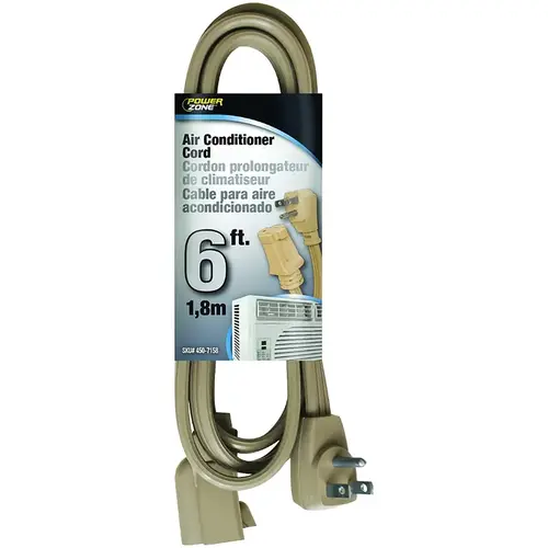 Extension Cord, SPT-3, Vinyl, Beige, For: Air conditioner and Appliances