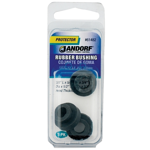 Jandorf 61482 Conduit Bushing, 3/8 in Dia Cable, Rubber, Black, 3/16 in Thick Panel