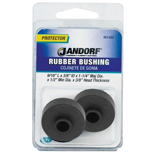 Jandorf 61486 Conduit Bushing, 3/8 in Dia Cable, Rubber, Black, 3/8 in Thick Panel