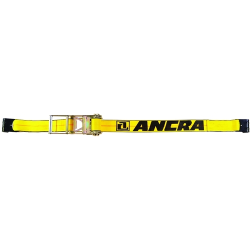 ANCRA 48987-20 500 Series Strap, 3 in W, 27 ft L, Polyester, Yellow, 5400 lb Working Load, Hook End