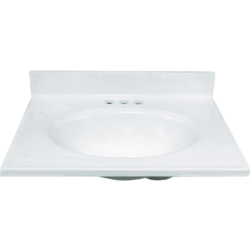 Foremost WW-1925 Vanity Top, 25 in OAL, 19 in OAW, Marble, White, Countertop Edge