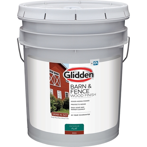 PPG GLBFEX10RE/05 GLBFEX10RE05 Exterior Latex, Flat, Red, Liquid, 5 gal