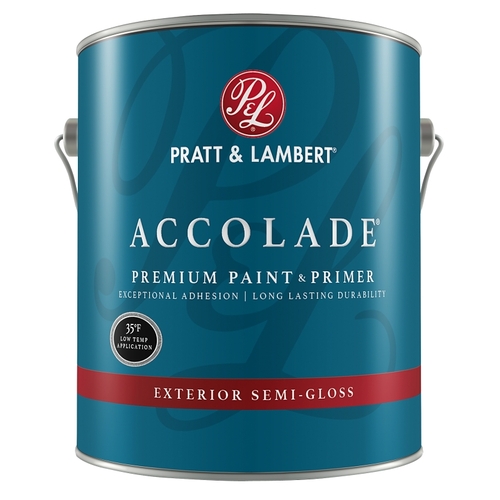 Pratt & Lambert 0000Z4989-16 ACCOLADE Z4900 Premium Paint and Primer, Semi-Gloss, Super One-Coat White, 1 gal