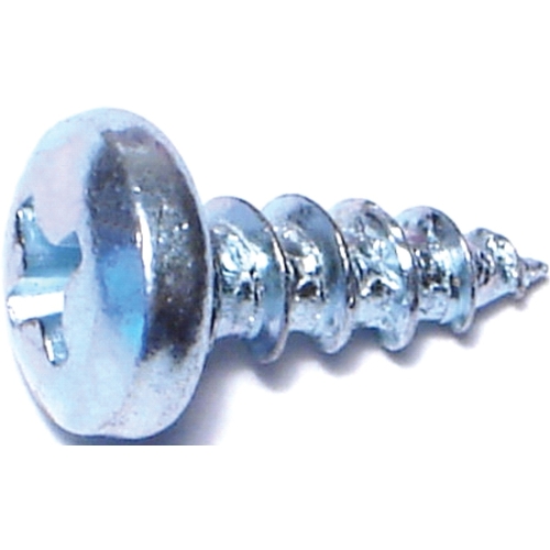 Screw, #10 Thread, Coarse Thread, Pan Head, Phillips Drive, Self-Tapping, Sharp Point, Steel Zinc - pack of 100