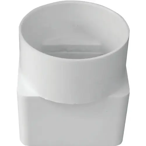 Downspout Adapter, 2 x 3 in Connection, Hub, PVC, White