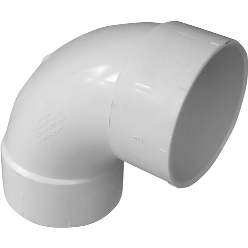 Sanitary Pipe Elbow, 6 in, Hub, 90 deg Angle, PVC, White