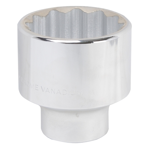 Drive Socket, 55 mm Socket, 3/4 in Drive, 12-Point, Chrome Vanadium Steel, Chrome Silver