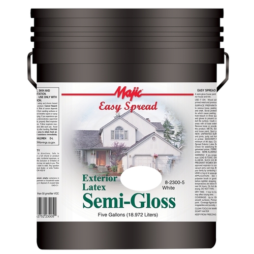 Exterior House Paint, Semi-Gloss, White, 5 gal Pail