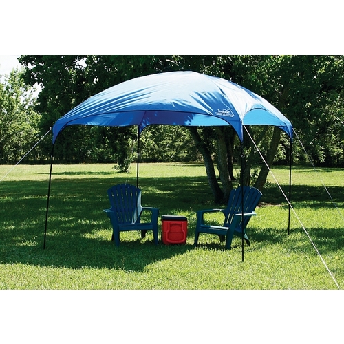 Dining Canopy, 9 ft L, 9 ft W, Fiberglass/Steel Frame, Polyurethane Canopy, Brilliant Blue Canopy