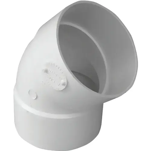 6 In. SDR 35 45 Deg. PVC Sewer and Drain Elbow (1/8 Bend) White