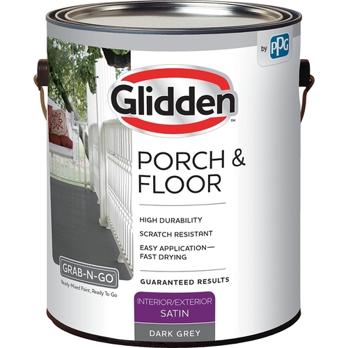 Glidden 3032F/01 3032F Paint and Primer, Satin, Dark Gray, 1 gal
