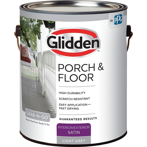 Glidden 3034F/01 3034F Paint and Primer, Satin, Light Gray, 1 gal