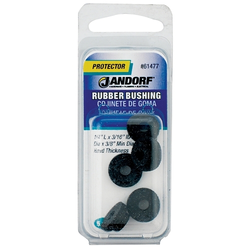 Jandorf 61477 Conduit Bushing, 3/16 in Dia Cable, Rubber, Black, 3/16 in Thick Panel