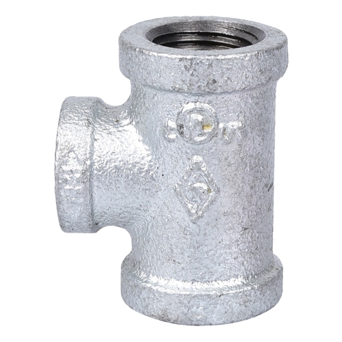 Pipe Tee, 1/2 x 1/2 x 3/8 in, FIPT, Malleable Steel, SCH 40 Schedule, 300 psi Pressure