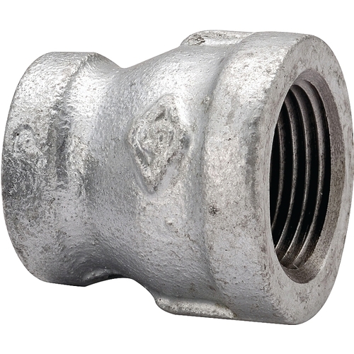 Reducing Pipe Coupling, 3/4 x 3/8 in, Threaded, Malleable Steel, SCH 40 Schedule