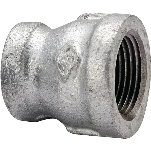 Reducing Pipe Coupling, 3/4 x 1/2 in, Threaded, Malleable Steel, SCH 40 Schedule