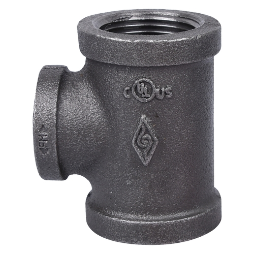 Pipe Tee, 3/4 x 1 in, Threaded, Malleable Iron, SCH 40 Schedule, 300 PSI Pressure