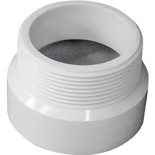 Pipe Adapter, 2 in, MNPT x Hub, PVC, White