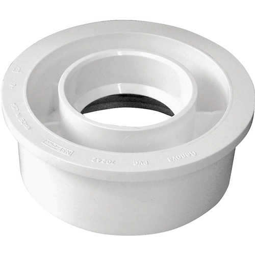 CANPLAS 192758 Reducing Pipe Bushing, 4 x 2 in, Spigot x Hub, PVC, White