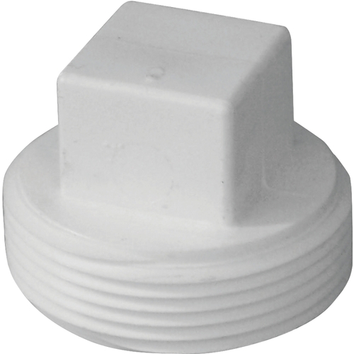 Cleanout Plug, 2 in, MNPT, PVC, White, SCH 40 Schedule