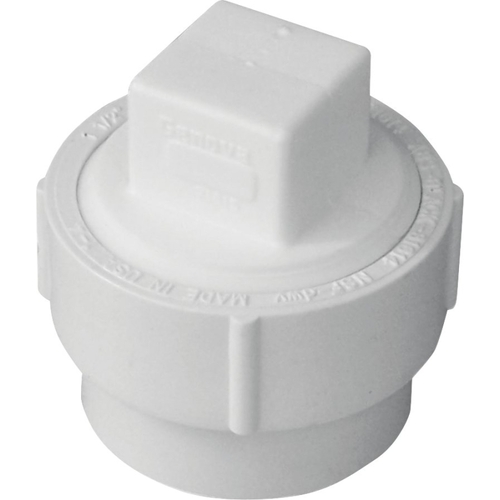 Cleanout Body with Threaded Plug, 2 in, Spigot x FNPT, PVC, White