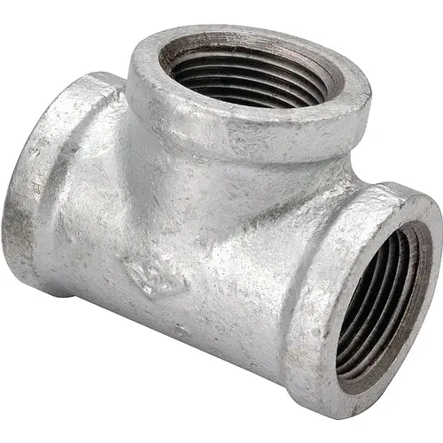 Pipe Tee, 3/4 x 1/2 x 3/4 in, FIPT, Malleable Steel, SCH 40 Schedule