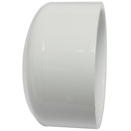 Pipe Cap, 4 in, Hub, PVC, White