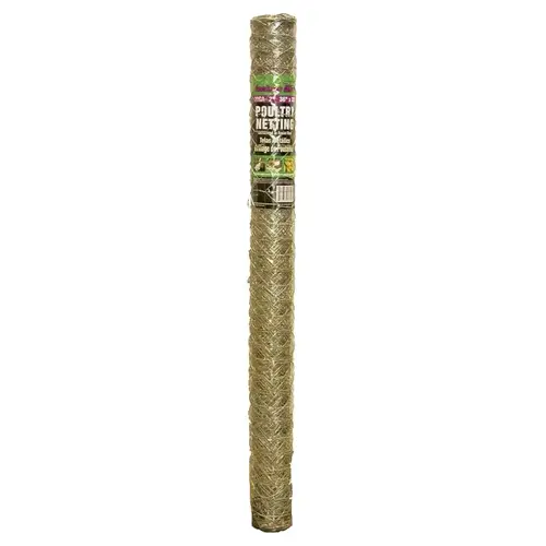 Jackson Wire 12021916 12 02 19 16 Poultry Hex Netting, 25 ft L, 36 in W, 20 Gauge, Hexagonal Mesh, 2 in Mesh, Galvanized
