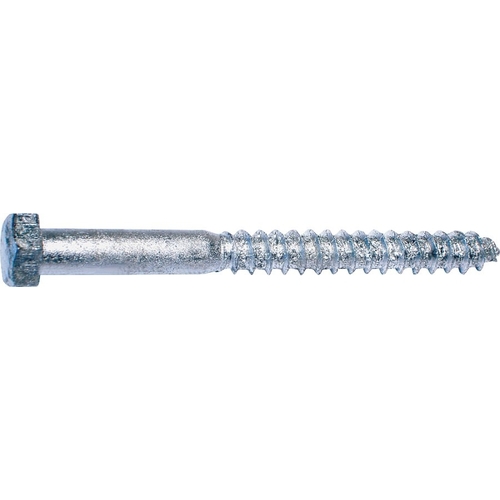 Lag Screw, 5/16-9 Thread, 4 in OAL, 2 Grade, Galvanized Steel, SAE Measuring - pack of 50