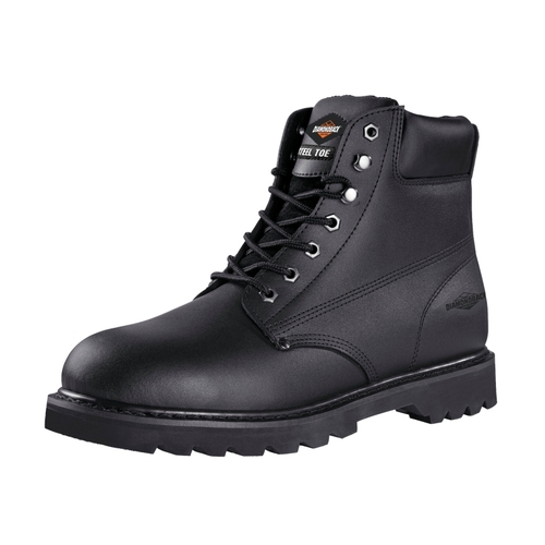 Work Boots, 8, Medium Shoe Last W, Black, Leather Upper, Lace-Up Boots Closure, With Lining