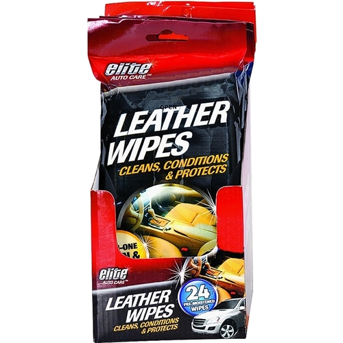 Elite Auto Care 8909 Leather Wipes, 24-Wipes