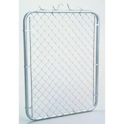 Chain-Link Walk Gate, 48 in H Gate, Steel Frame, Steel Mesh, Silver